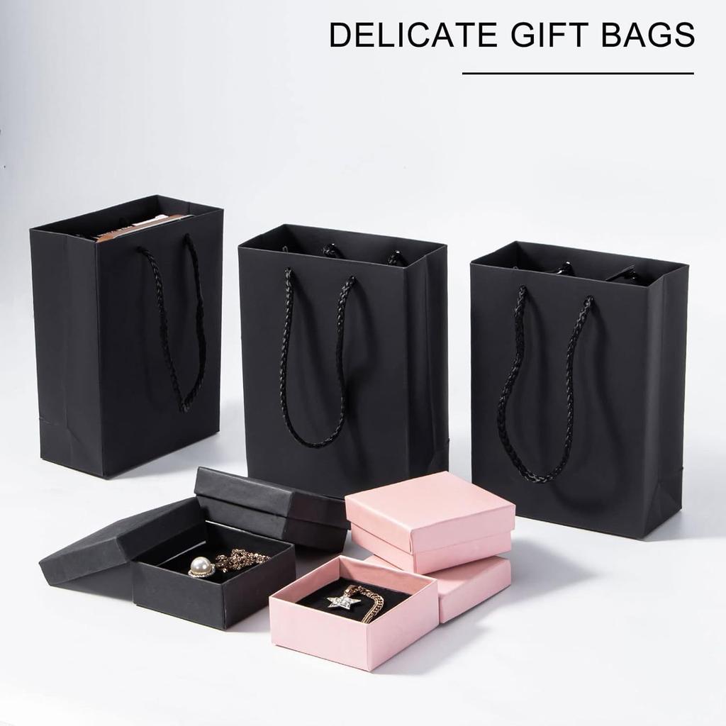 1Set 20Pcs Black Paper Gift Bags - Small, Handle - Included for Gifts & Parties