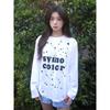 Dot Letter Women's T-shirt White Long Sleeved Round Neck Ladies Tees Autumn American Loose Woman Casual Top