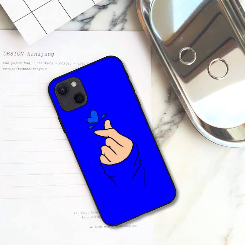 Love On the Finger Kpop Heart  Phone Case For iPhone 11 12 Mini 13 14 Pro XS Max X 8 7 6s Plus 5 SE XR Shell
