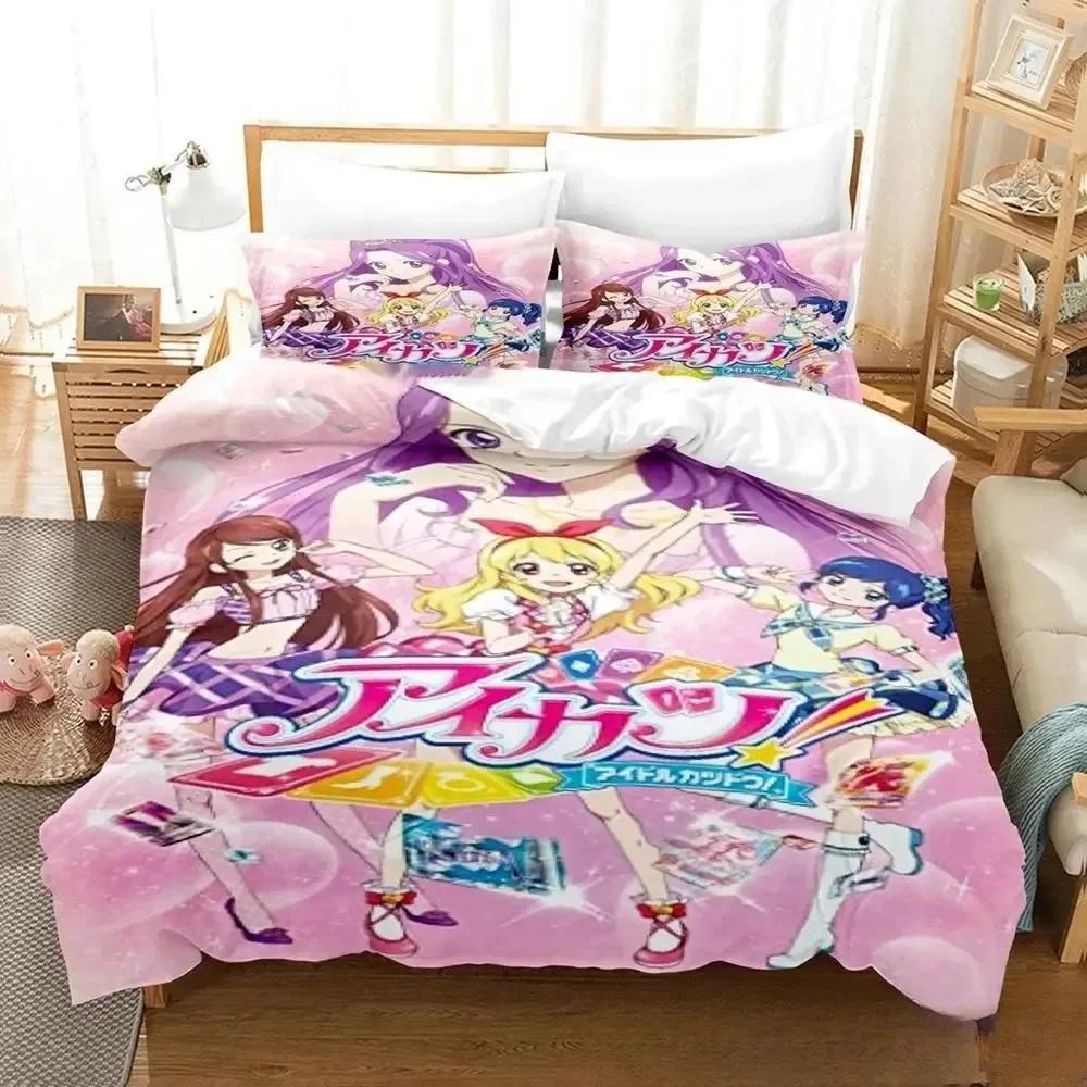 3D Print Anime Aikatsu Bedding Set Printed Bed Set With Pillowcase Bed Duvet Cover Soft Single Double Queen Super King Size