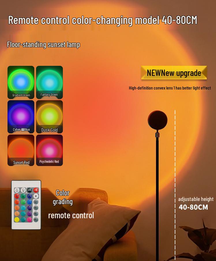 Sunset Lamp: Smart App Dimmable Light for Bedroom, Living Room, and Photography Decor.