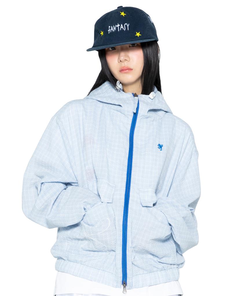 Glack Gzj002 Merlin Seersucker Check Windbreaker (Sky Blue)