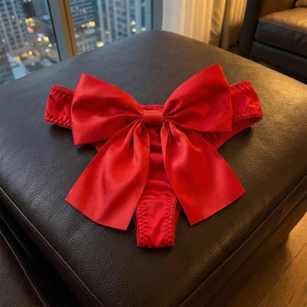 Traceless Bow Ice Silk Panties Underwear Big Bow Underpants Sweet Bowknot Briefs Women  Daily