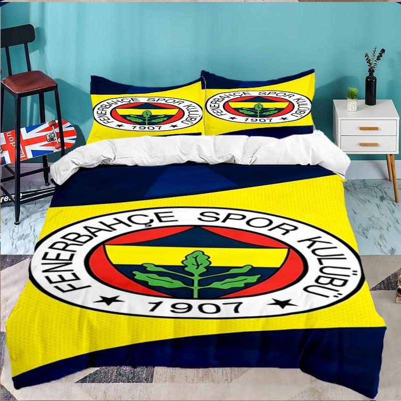 Fenerbahçe Crest Design 3PCS Bedding set,Ideal for 1pc Duvet Cover And 2pcs Pillowcases Perfect for Fan gift,Ideal for Bedroom, Dormitory