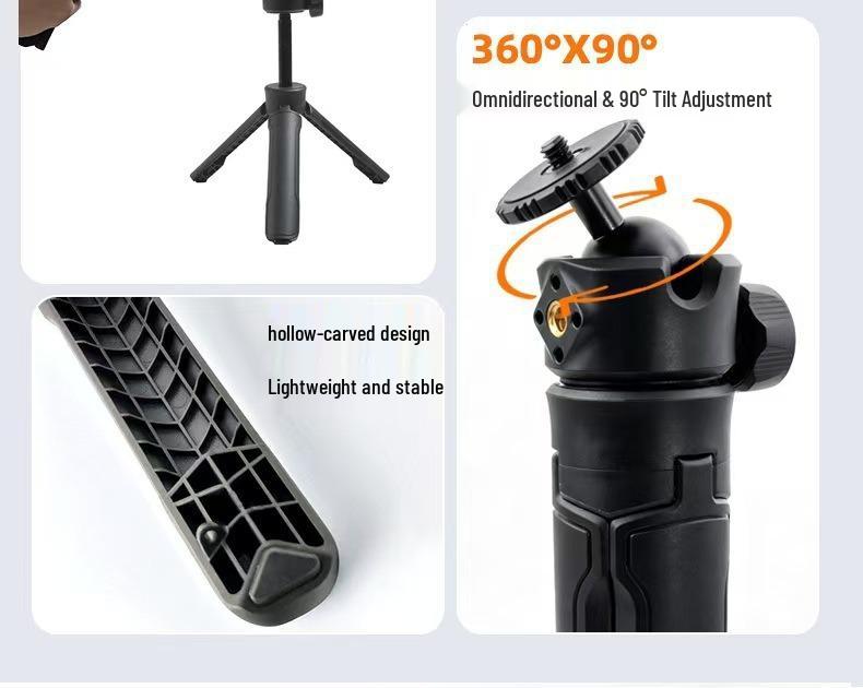 Compact Folding Vlog Selfie Tripod with Telescopic Extension and Handheld/Desktop Options