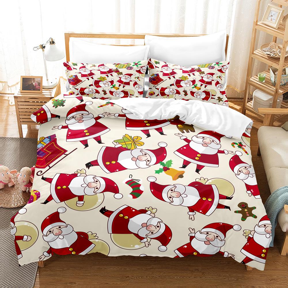 3D Merry Christmas Bedding Set King Queen Bed Down Duvet Cover Pillowcase 2/3pcs Happy New Year Bedcover Luxury Home Textile Gift