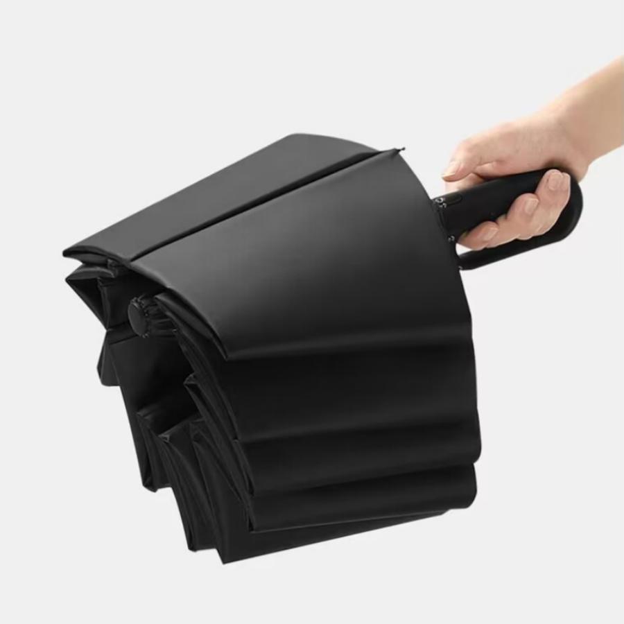 105cm/41.34in Fully Automatic Ring-Buckle Umbrella with Carabiner Handle Folding Rain Windproof Sunshade for Men Women