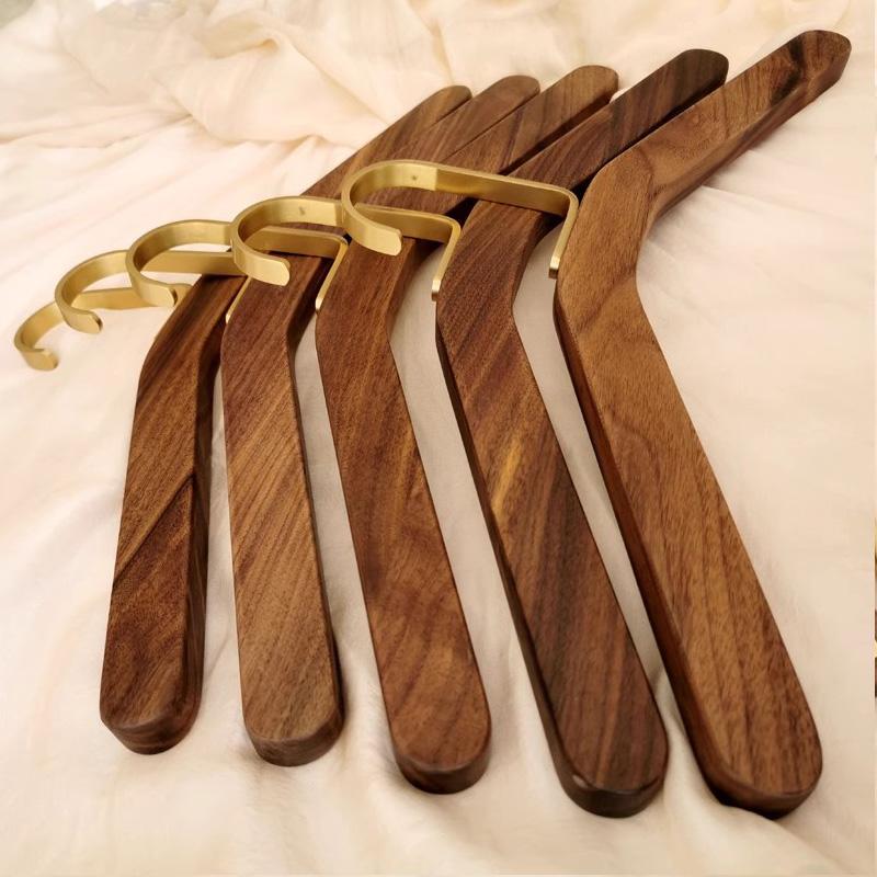 1pc Wooden Hanger Wardrobe Storage Hangers Laundry Organizer Natural Wood Coat Hanger with Brass Hook Durable Clothes Racks