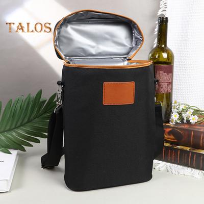 Borsa termica per vino, borsa termica per vino con divisore imbottito per viaggio, spiaggia, festa, 2 bottiglie di vino