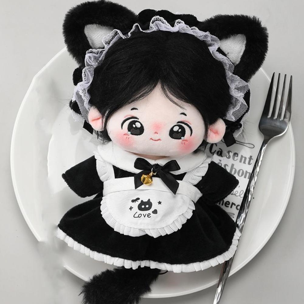 Cat Tail Cotton Doll's Clothes Maid Dress Plush Doll Clothes  Doll Accessories