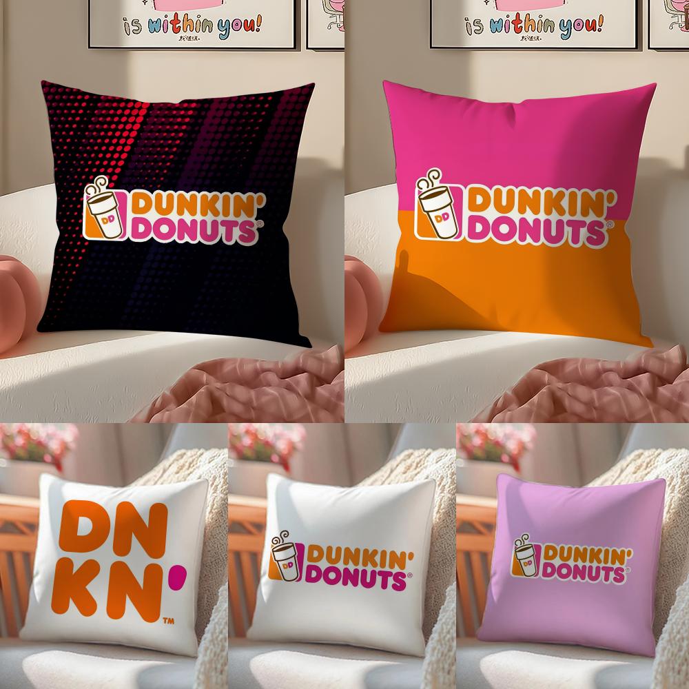 Quirky Coffee Customization D-Dunkin Donuts Pillow Case Sofa Living Room Bedroom Headboard Backrest Cushion Square Cushion