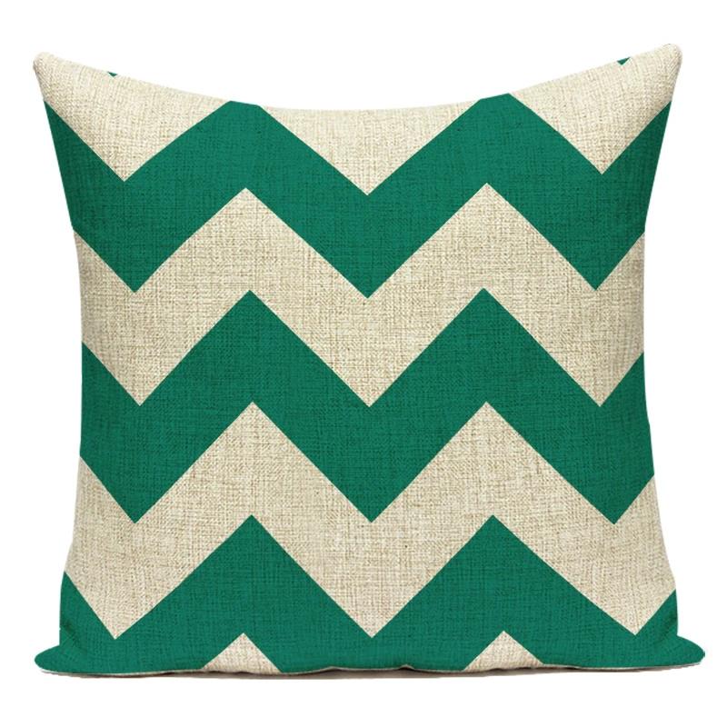 Polyester Green Geometric Stripe Wave Pillow Cover Decoratives Sofa Home Cushion Cover For Bedroom Living Room Decoration