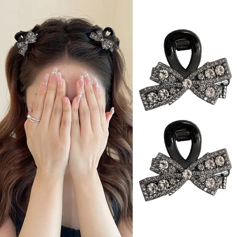 2Pcs Shining Hair Claw Hairpin Princess Headwear Bow Shaped For Y2K Girls Women Headwear