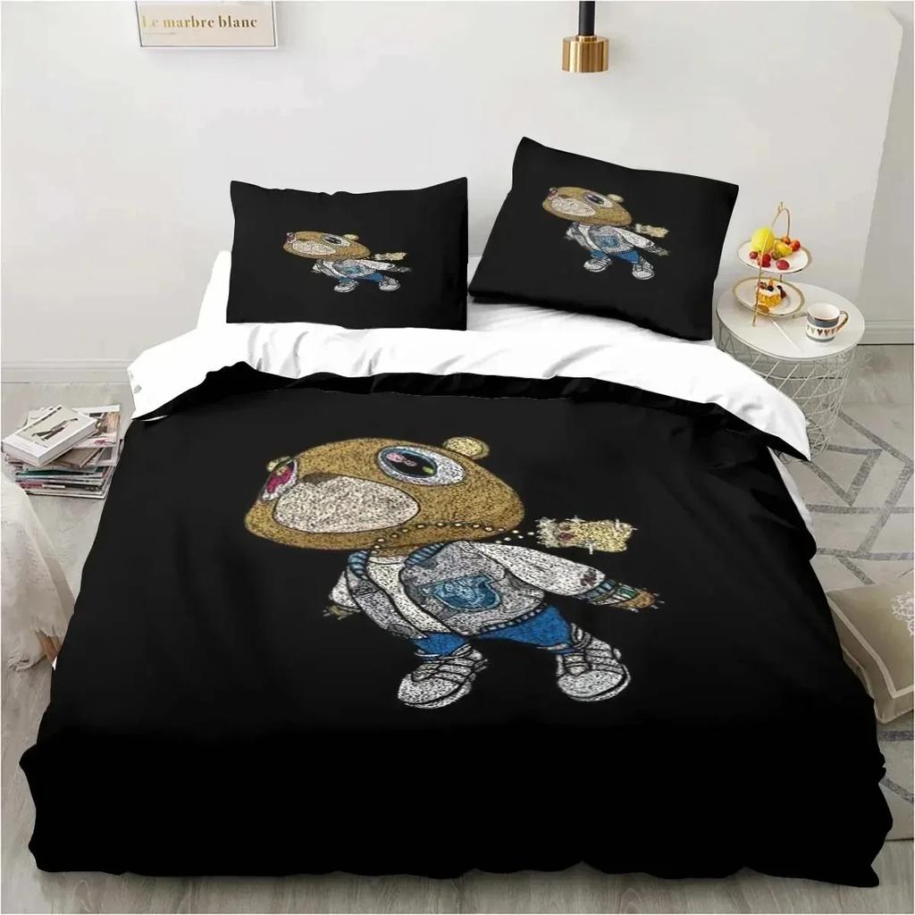 Rapper Kanye West Bedding Set Printed Bed Set With Pillowcase Bed Duvet Cover Soft Queen King Size Bedclothes Home Boys Adult