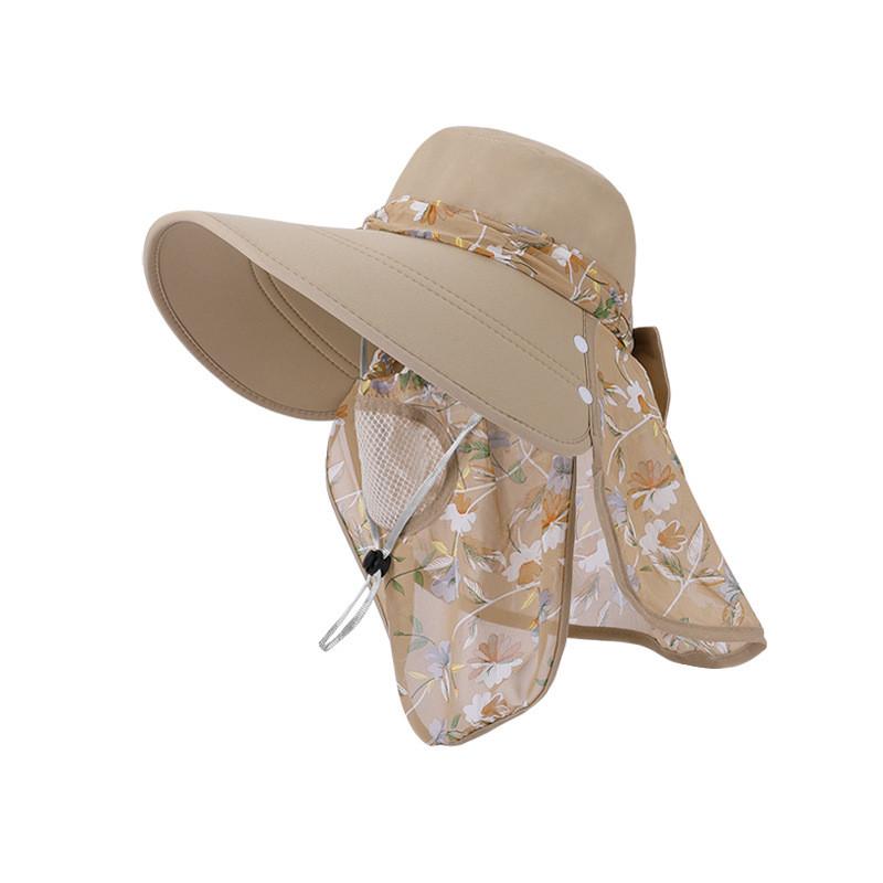 Summer Sun Protection Hat With Wide Brim And Removable Face Shield For Outdoor Activities