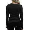 2024 Women's Casual Solid Color Long Sleeve Round Neck T-shirt - European & American Spring/Autumn Style