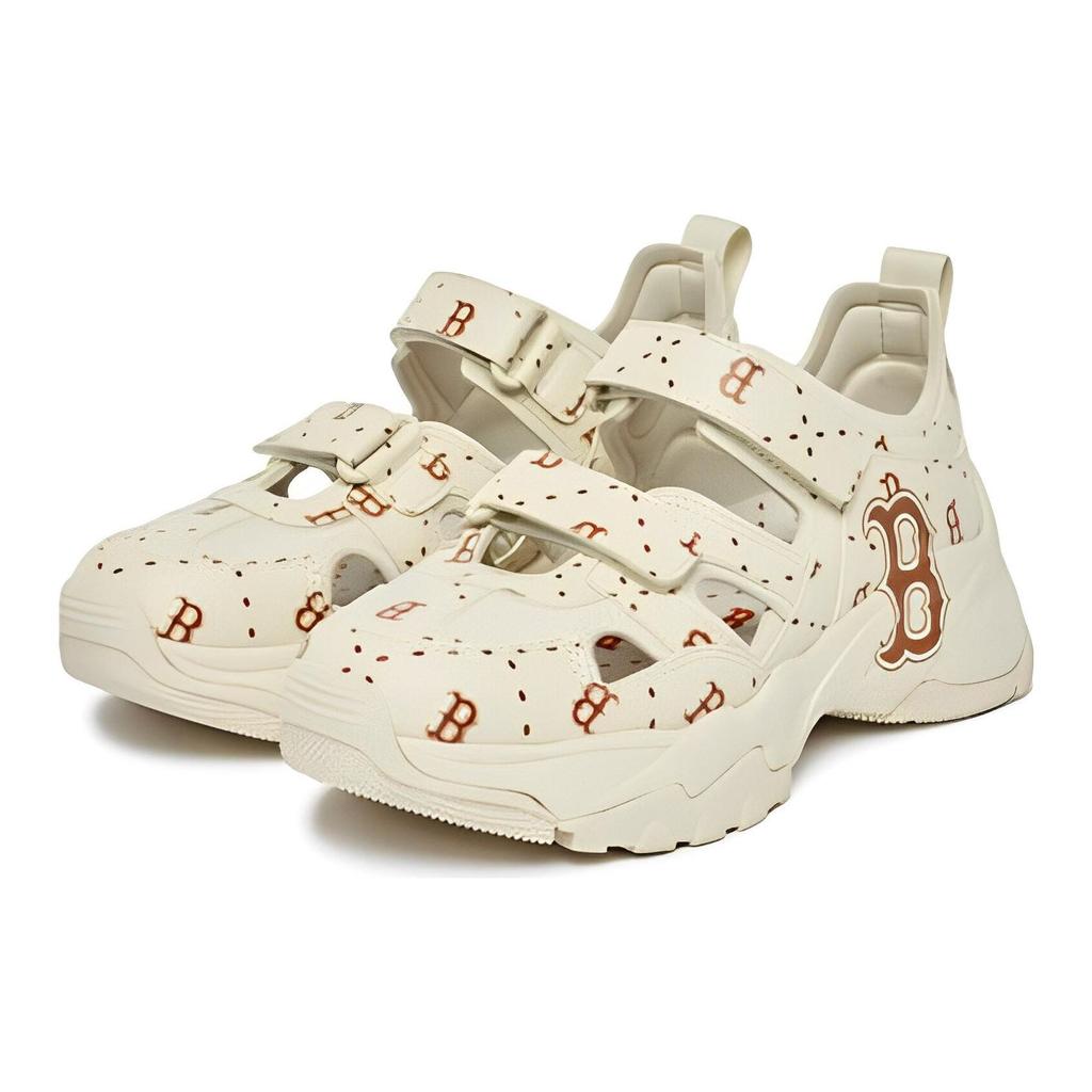 MLB Chunky Mask EVA Street Style Logo Non-Slip Durable Breathable Sports Sandals Unisex sandals Beige 3ASDCMM33-43CRS