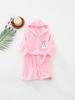2025 Korean Flannel Kids' Embroidered White Rabbit Hooded Bathrobe