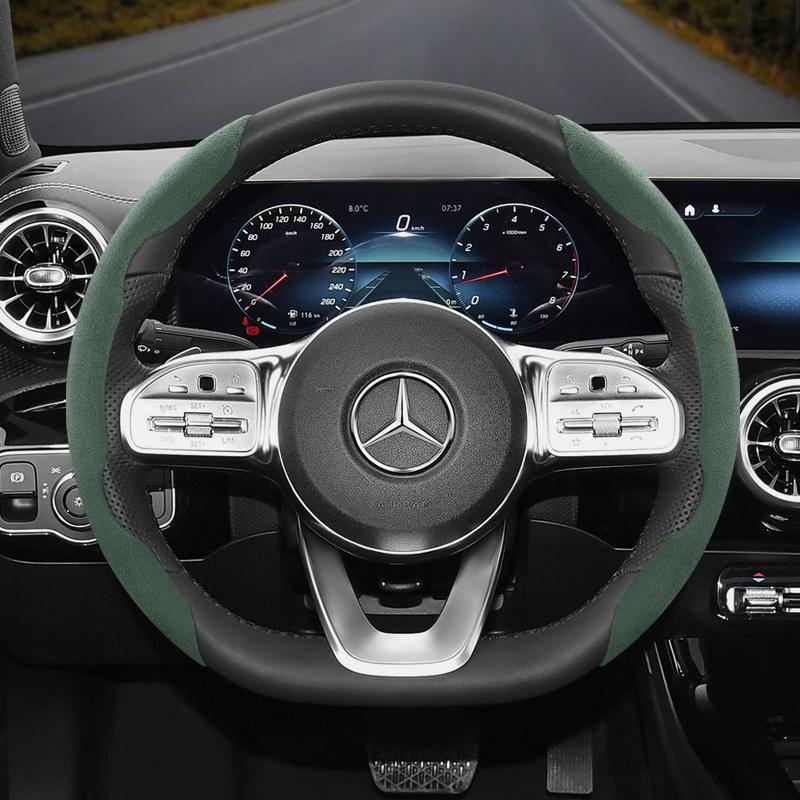 Suitable for Mercedes-Benz Anti-Slip Buckle Segmented Suede Steering Wheel Cover Suitable for E Class S C a Glc Suv Eqc Gle Gla Eqe Amg Eq C63 E63 