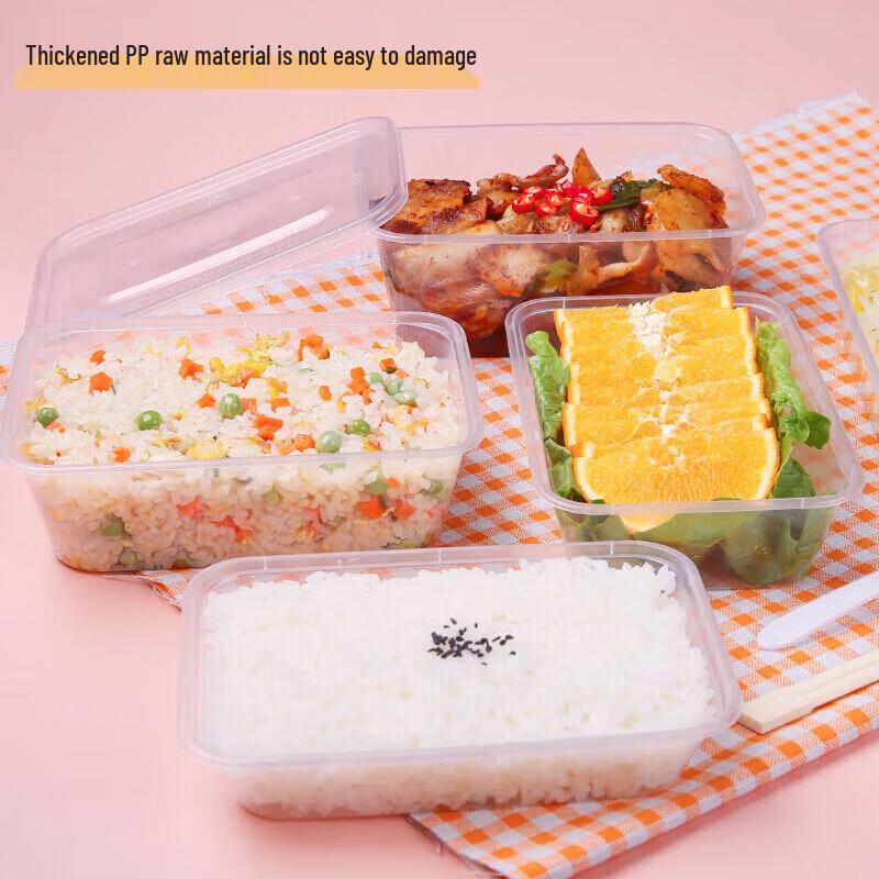 Bingyao 1000ml Rectangular Disposable Lunch Boxes with Lids, 10-Pack