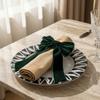 Festive Dining Table Accessories 6Pcs Velvet Bow Napkin Rings, Christmas Fabric Holders, Red Holiday Home Accents Green Rings for Dinner