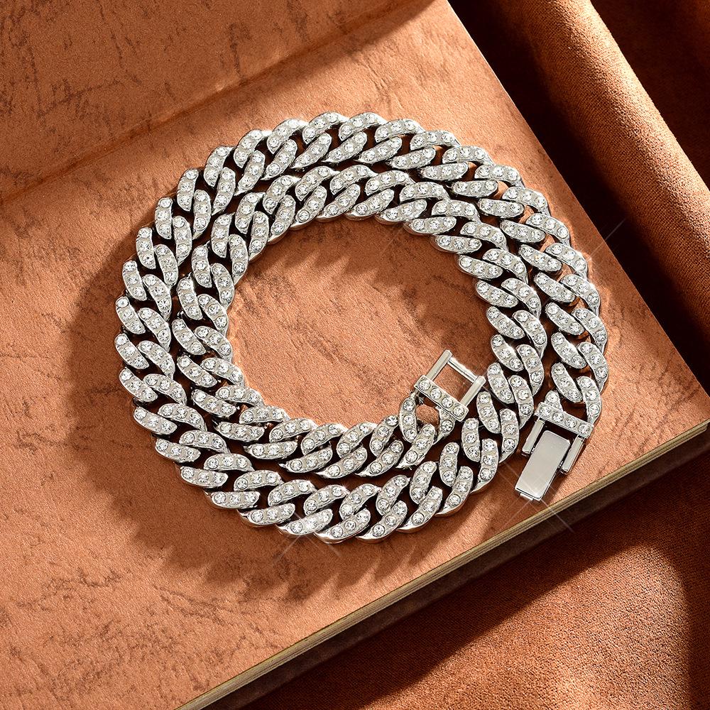 

Men s 11mm Diamond Cuban Chain: High-Quality Hip Hop Jewelry Necklace Necklace 18 inch (45cm)
