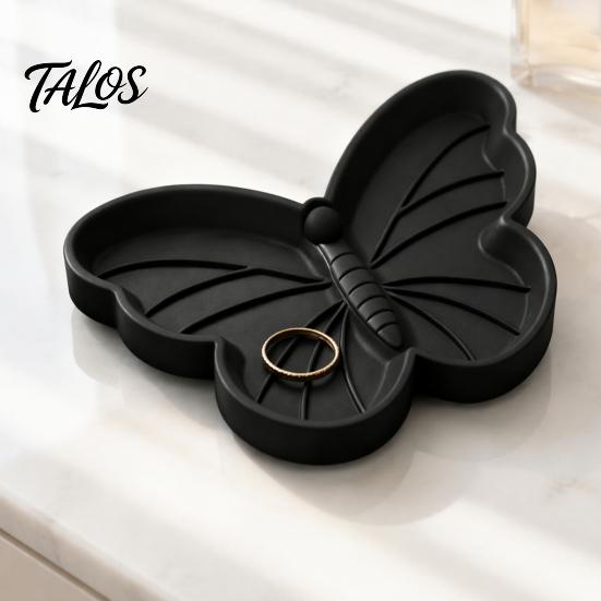 Ceramic Ring Holder Cute Butterfly Jewelry Tray, Vanity Dish for Earrings Necklaces Keys, Exquisite Organizer Elegant Desktop Bedroom Entryway,