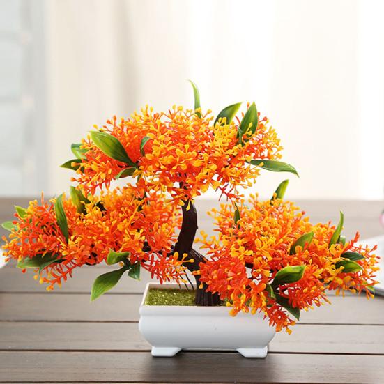 Plante Artificielle Attrayante Anti-décoloration Plastique Bureau Faux Ornements de Plantes en Pot pour la Maison