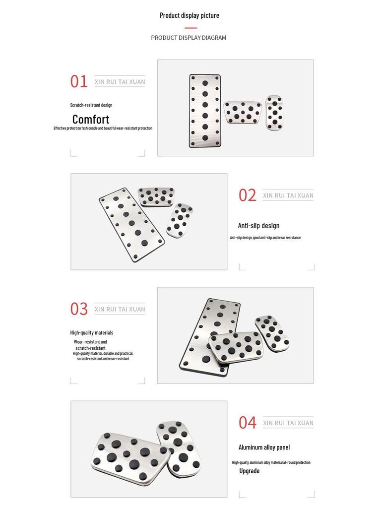 Non-Slip Decorative Pedals for Prado: Throttle, Brake & Rest Area