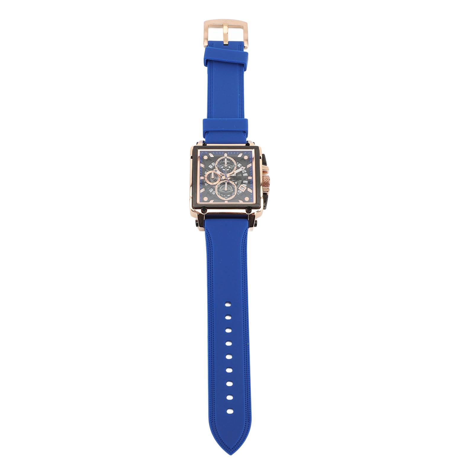 

Мужские кварцевые часы с силиконовым ремешком, водонепроницаемые, светящиеся, модные, повседневные, полые, мужские, аналоговые синий