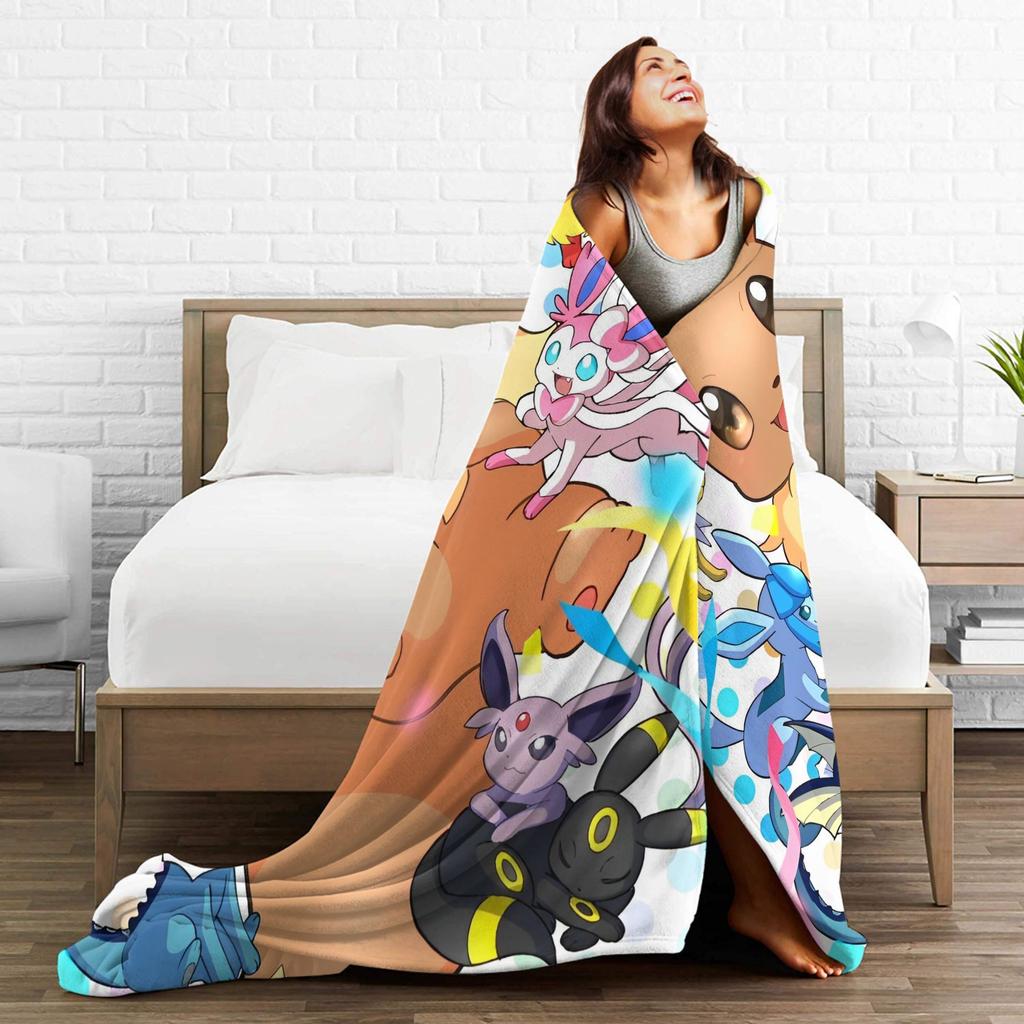 Japanischer Anime Pikachu Einfache Super Warme Decke Pokemon Plüsch Überwurfdecke Neuheit Sofa Stuhl Flanell Bettdecke Bettbezug