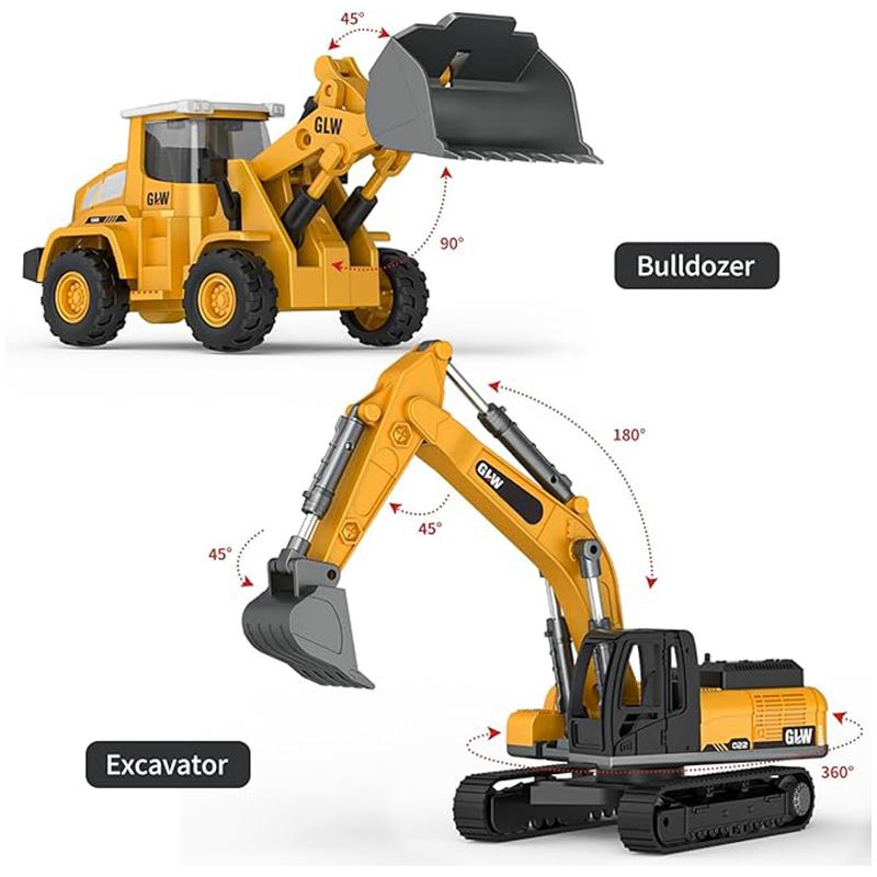 1:40 Light And Sound Simulation Engineering Trailer Truck With Bulldozer Excavator Alloy Toys Diecast Construction For Boys Gift