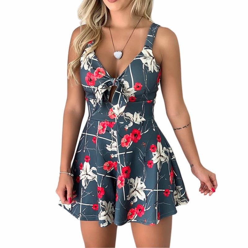 GMXIA Women's Fashion Summer Spring Solid Color Print Short Sleeve Suspenders High Waist Casual Dresses