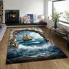 1PC Sailing Ship Through Broken Wall Print Carpet Rug for Living Room Bedroom Sofa Doormat Home Decor Non-slip Floor Mat