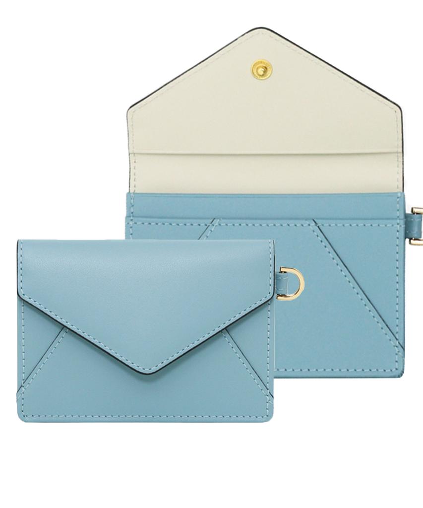 Matt Post Steen Leather Keyring Card Wallet Sky Blue