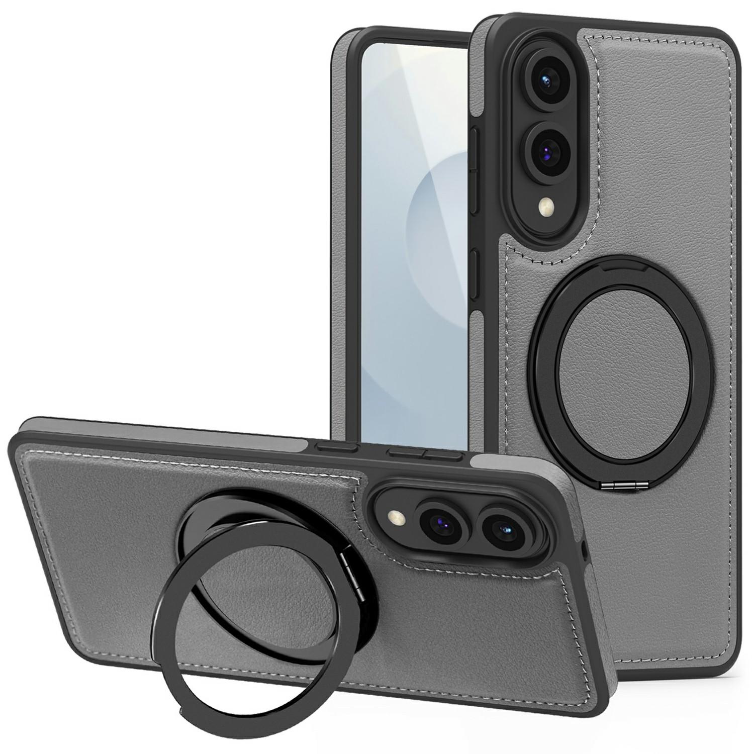 

Для Samsung Galaxy S25 Чохол-бампер з кільцем-підставкою Магнітний чохол Задня кришка зі шкіри PU F