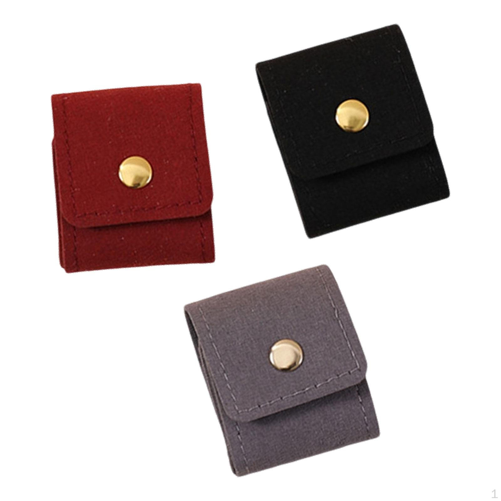 

3 Pieces Roll Bag Jewelrys Pouch Portable Foldable Small Jewelry Case for Earrings Bracelets Black gray red