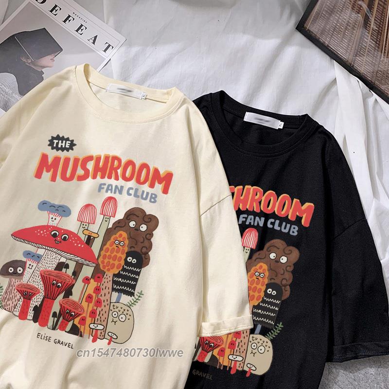 Material Retro Apricot Mushroom Cute T Shirts Oneck Casual 100 Cotton Plus Size Unisex Unisex Tshirts 2022 Streetwear Clothes
