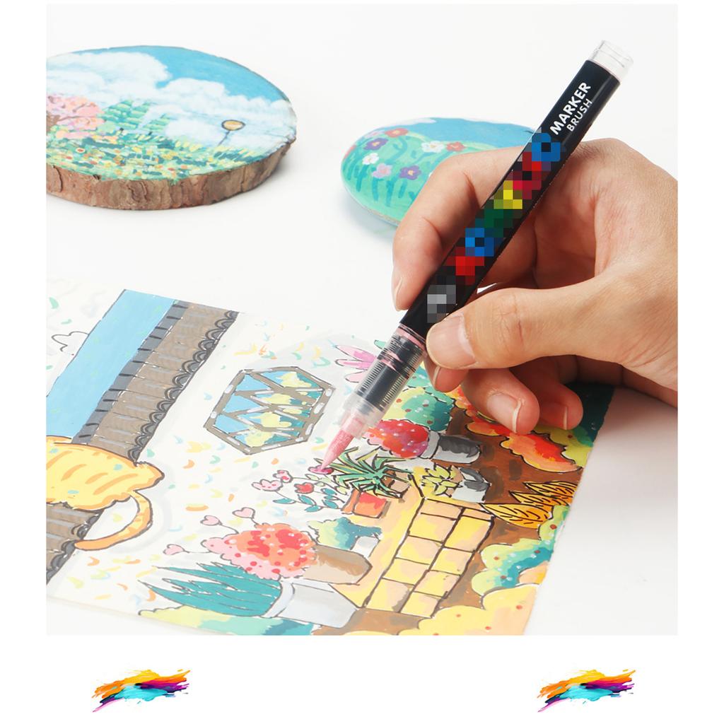 Acrylmalstift-Set mit Nylon-Pinselspitze Schnelltrocknende Tinte für Glas, Holz, Keramik, Leinwand, Stoff, Kunststoff, Metall