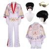 Movie Presley Cosplay Costume Diamond Rock Singer Cosplay Adult Children White Printed Jumpsuit Suits Halloween Costume