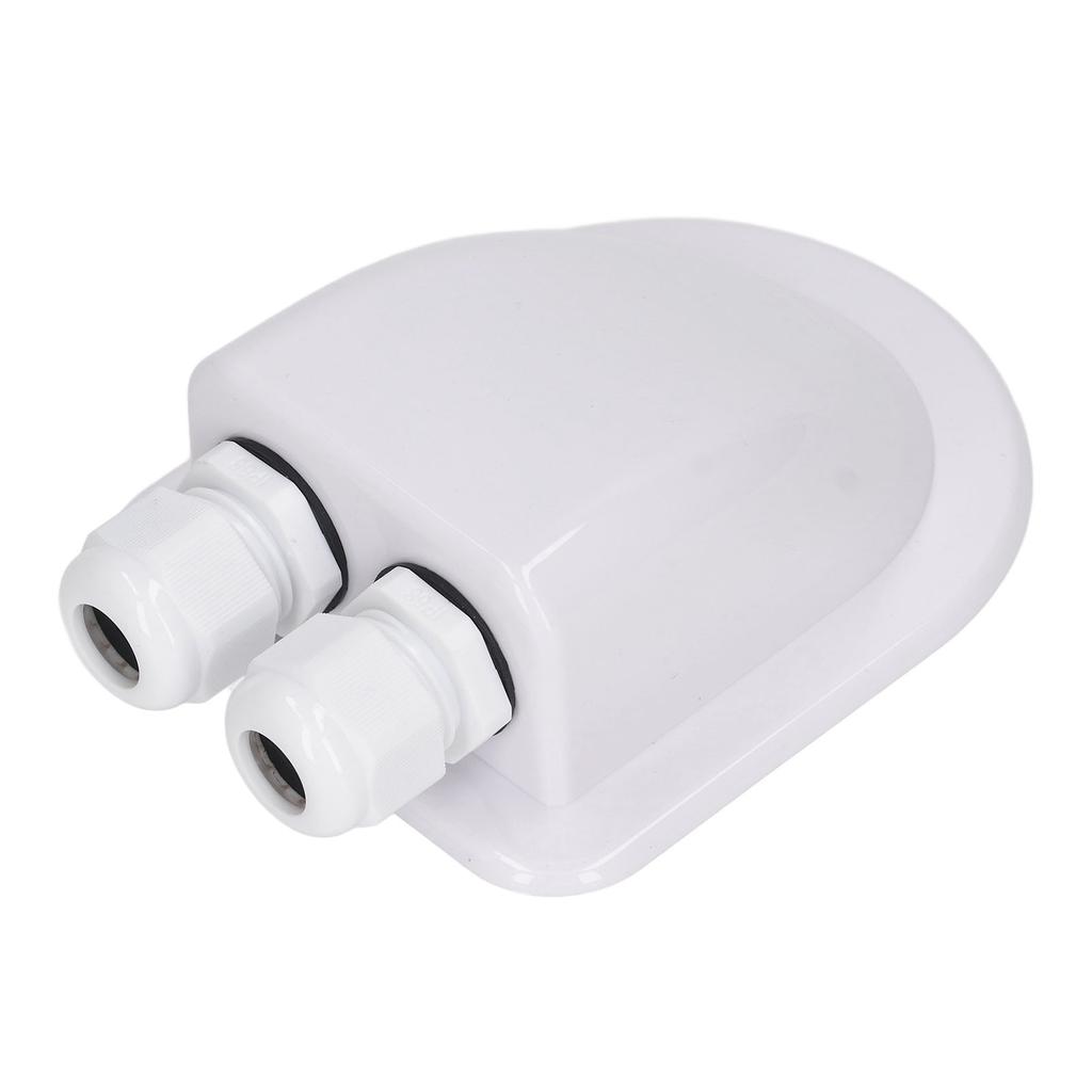 ABS Cable Junction Box Waterproof Solar Panel Double Wire Cable Entry Gland Box for External Power Wiring White