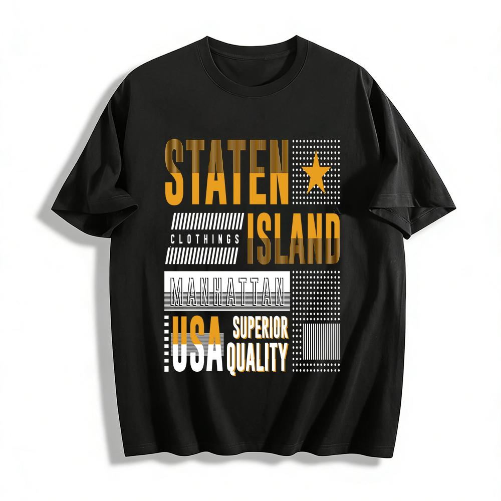 Staten Island Themed Vintage Style Casual Top Superior Quality Pure cotton T-shirt XXS