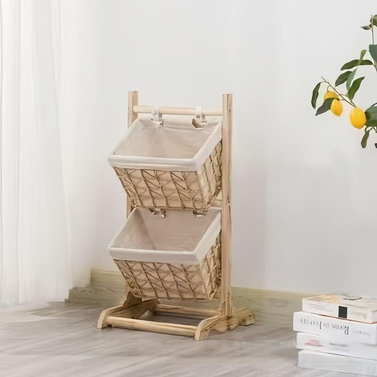 Woven Multi-Layer Floor Storage Rack for Snacks Sundries Books Newspapers in Living Room 3595₽