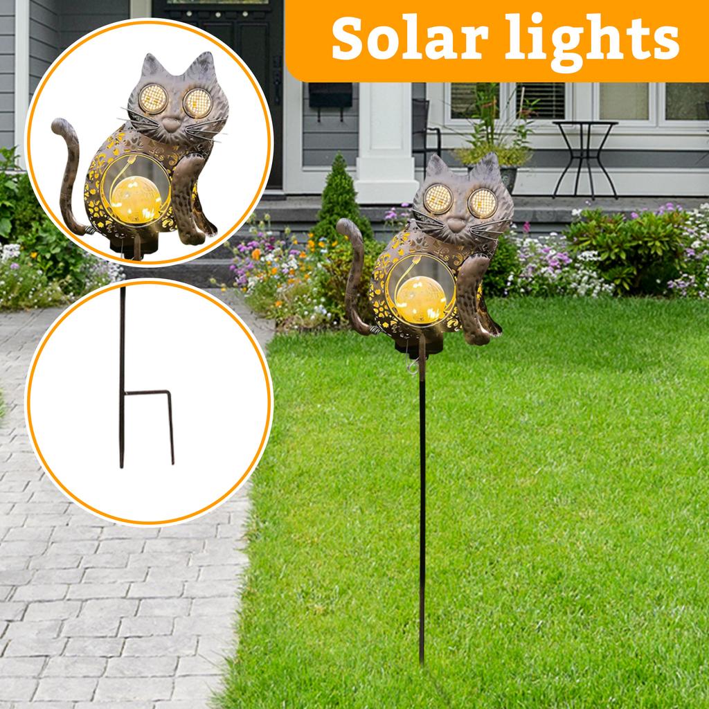 Catshaped Solarpowered Patio Light, Outdoor Light, Garden Decoration.
