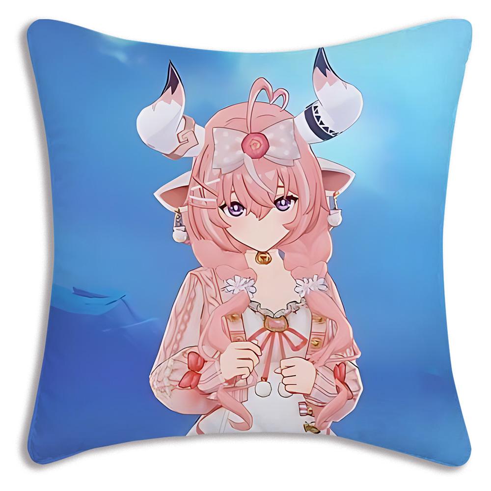Hot Anime Genshin For V-Varesa Pillow Covers Cartoon Sofa Decorative Home Double-sided Printing Short Plush Cute Cushion Cover