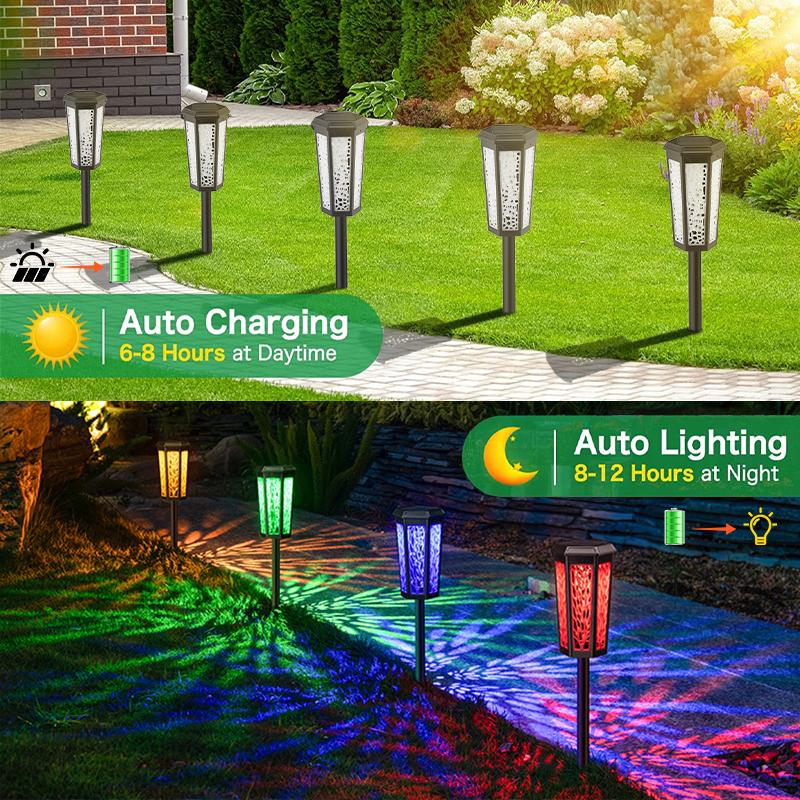 1/2/4pcs New Solar Energy Hollow Projection Lawn Lamp Courtyard Waterproof LED Landscape Lamp Outdoor Garden Floor Insertion Lamp Holiday Lighting