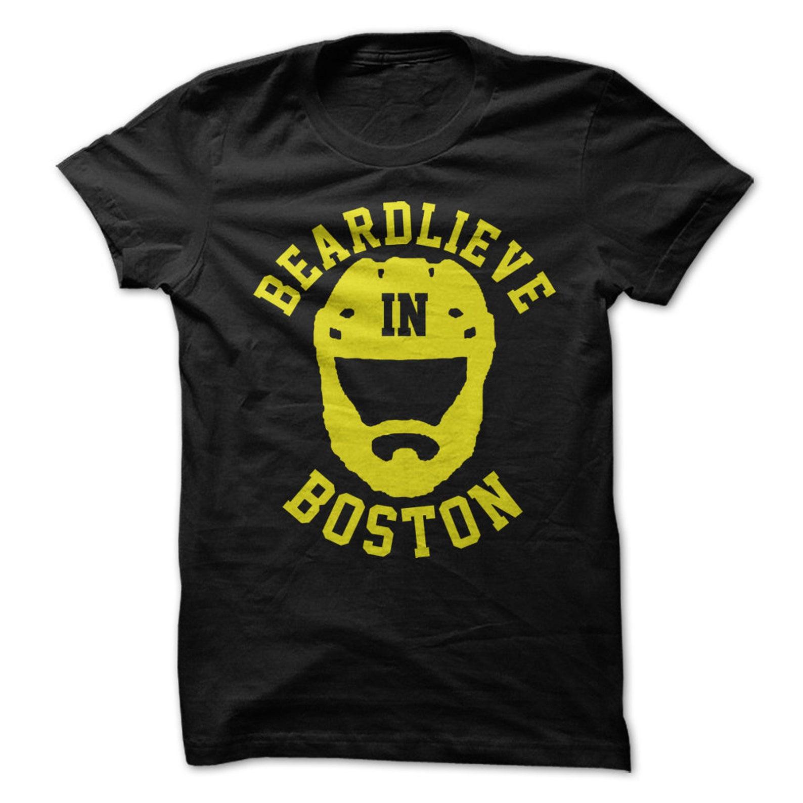 Beardlieve in Boston T-Shirt Design - Black Shirt with Yellow Print S