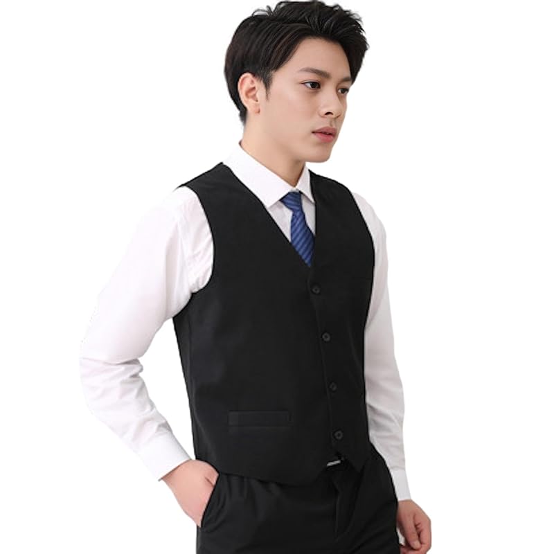 

[ReiLuana] vest gilet suit formal men s Re waistcoat Dees business lightweight Expansion and contraction Popularity cool fashionable casual black