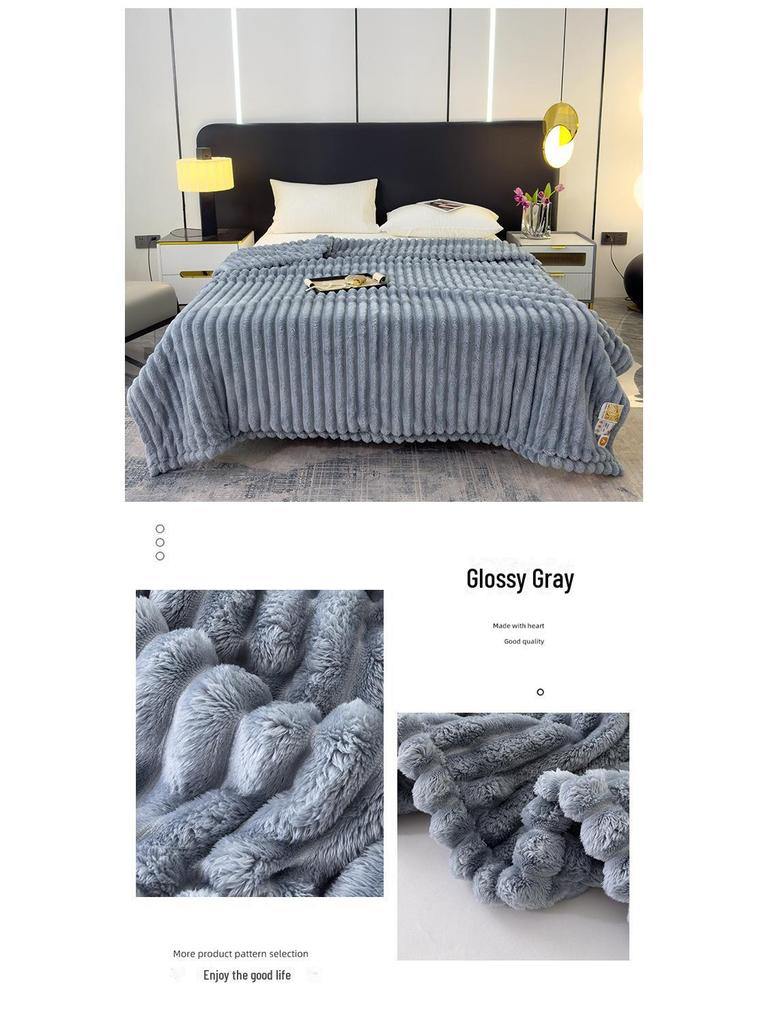 Nordic Style 4cm Rabbit Plush Drawstring Blanket for Sofa or Office