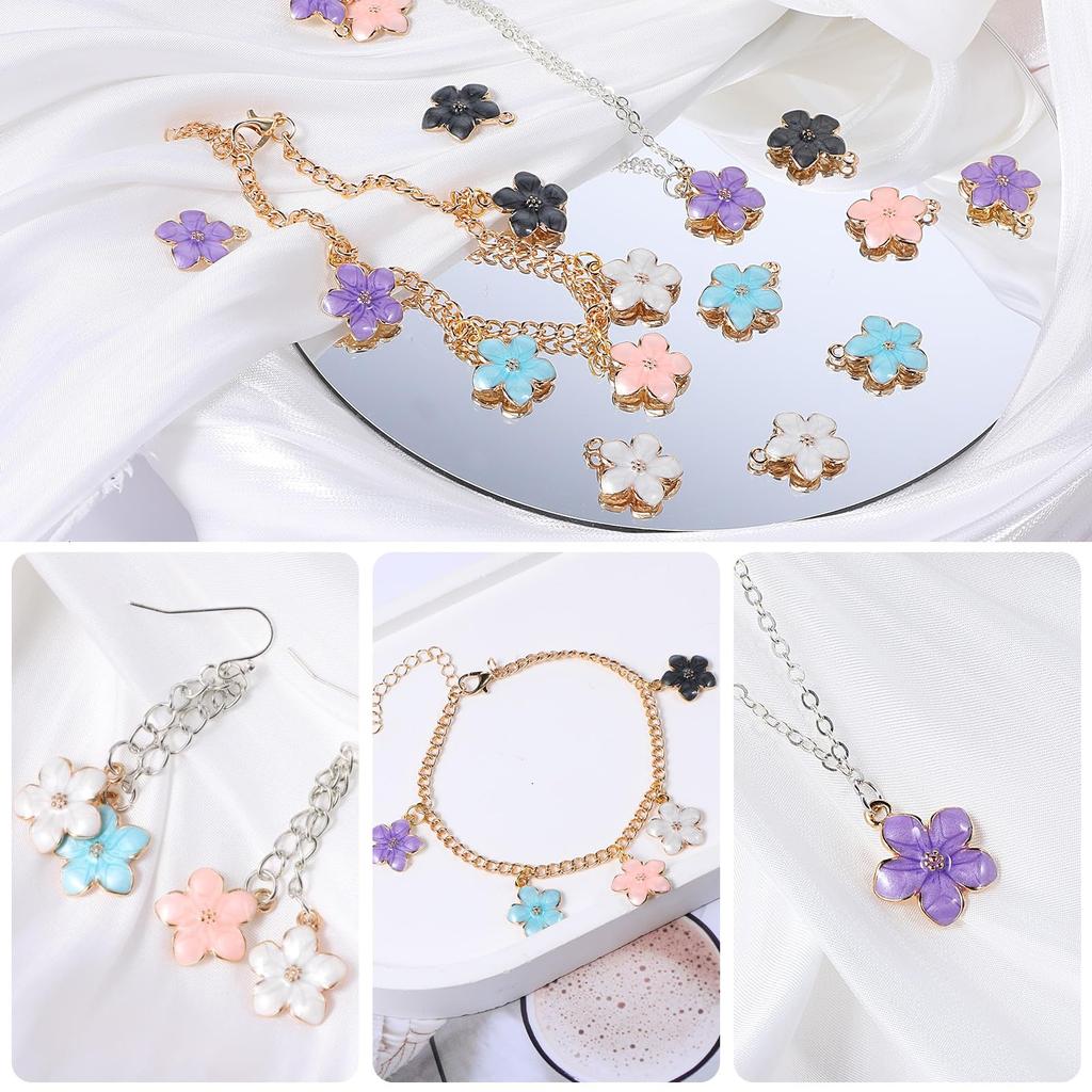 Metal Oil Drip Enamel Flowers Assorted Colors Mixed Petals Craft Charms Bracelets Pendants  DIY Jewellery Making Accessories